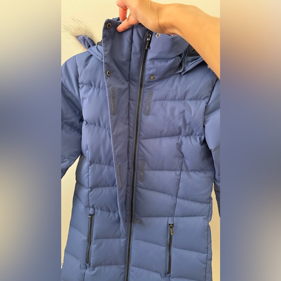 Columbia Apres Arson Down Hooded Long Jacket Puffer Coat size XS Blue - Picture 7 of 10